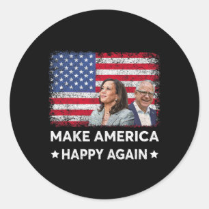 Harris Tim Waltz WAlzheimer 2024 Maak Amerika blij Ronde Sticker