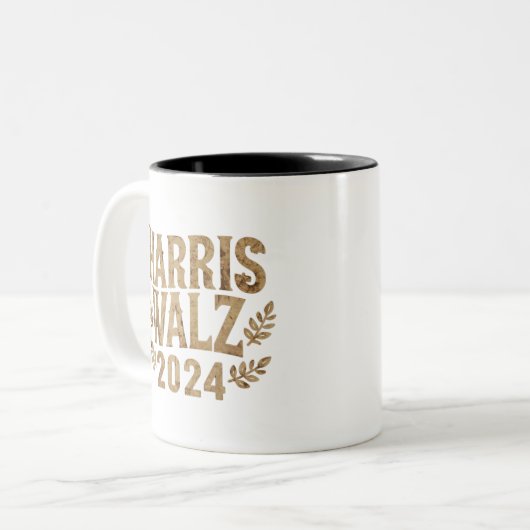 Harris Tim Walz Crest Harris Waltz 2024 Tweekleurige Koffiemok (Voorkant links)