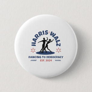 Harris Tim Walz Waltz 2024 Dancing to Democracy Ronde Button 5,7 Cm