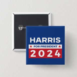 Harris voor President 2024 Vierkante Button 5,1 Cm