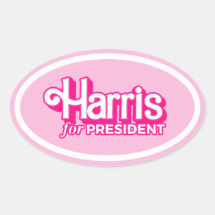 Harris voor President Pink Style Ovale Sticker