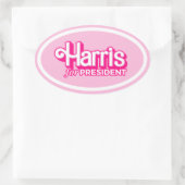 Harris voor President Pink Style Ovale Sticker (Tas)