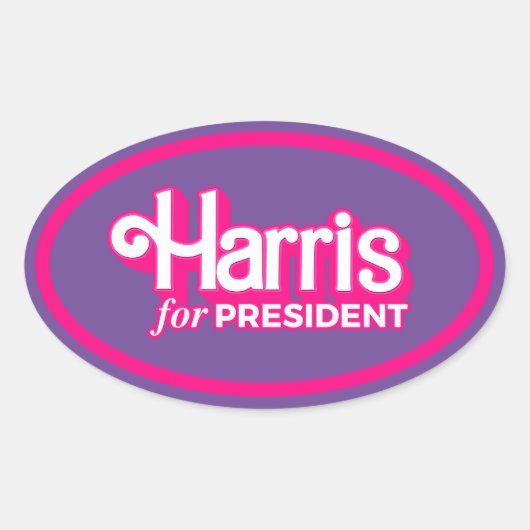 Harris voor President Pink Style Ovale Sticker (Voorkant)
