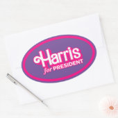 Harris voor President Pink Style Ovale Sticker (Envelop)