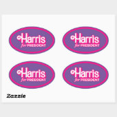 Harris voor President Pink Style Ovale Sticker (Vel)