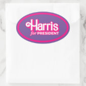 Harris voor President Pink Style Ovale Sticker (Tas)