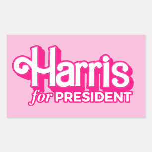 Harris voor President Pink Style Rechthoekige Sticker