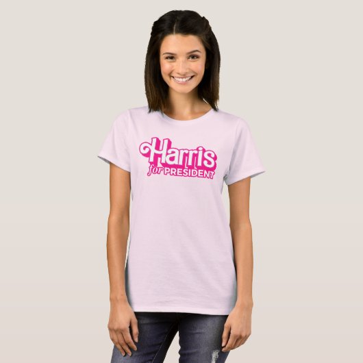 Harris voor President Pink Style T-shirt (Voorkant volledig)