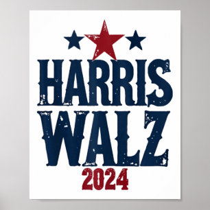 Harris W 2024 Verkiezing Kamala Harris Tim Waltz 2 Poster