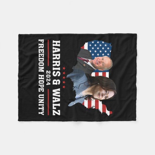 Harris W 2024 Vrijheid Hoop Eenheid Politieke Kama Fleece Deken (Voorkant (Horizontaal))