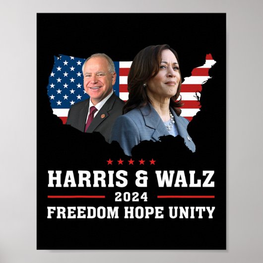 Harris W 2024 Vrijheid Hoop Eenheid Politieke Kama Poster (Voorkant)
