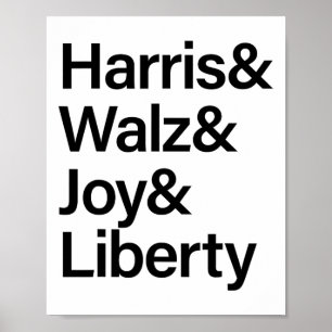 Harris W Joy Liberty Vote Kamala Harris President Poster