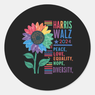 Harris W Peace Love Equality Hope Diversity Kamala Ronde Sticker