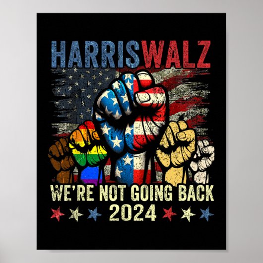 Harris W voor President 2024 We gaan niet terug Poster (Voorkant)