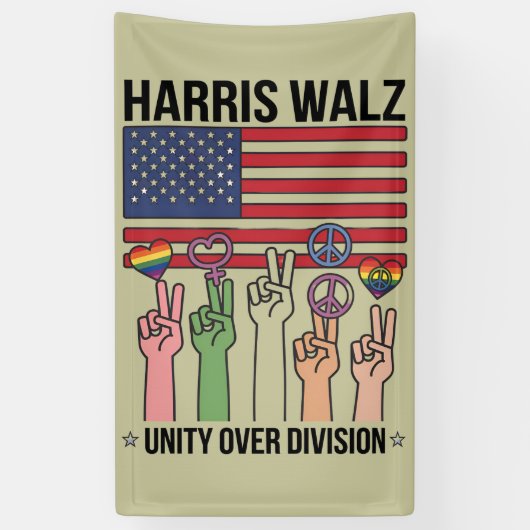 Harris Waltz 2024 Eénheid Boven Verdeeldheid Spandoek (Verticaal)