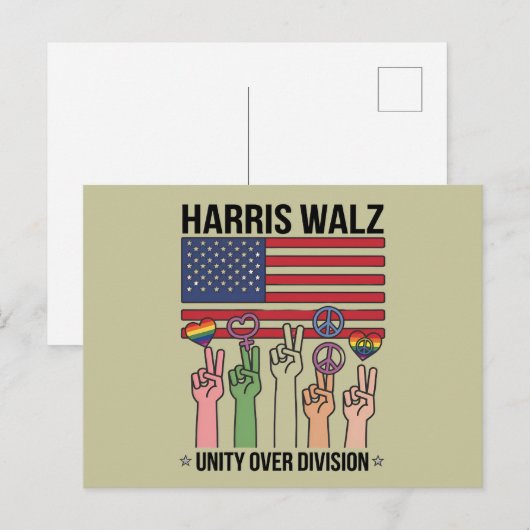 Harris Waltz 2024 Eenheid over Divisie Briefkaart (Voorkant / Achterkant)