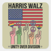 Harris Waltz 2024 Eenheid over Divisie Vierkante Sticker (Voorkant)