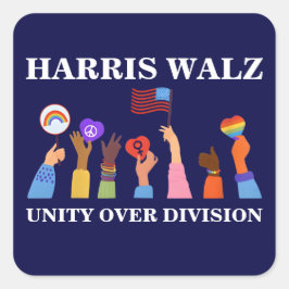 Harris Waltz 2024 Eenheid over Divisie Vierkante Sticker