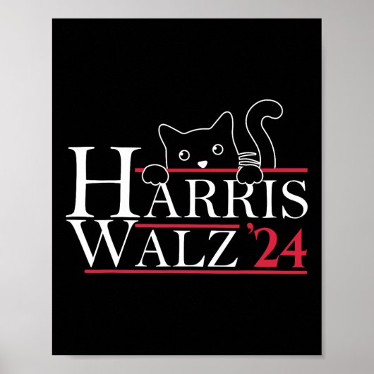 Harris Waltz 2024 Funny Cat Lady Kamala Harris Tim Poster (Voorkant)