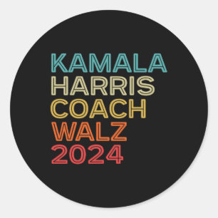 Harris Waltz 2024 Kamala Harris Coach W 2024 Retro Ronde Sticker
