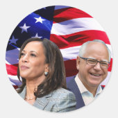 Harris Waltz 2024 - Kamala Harris Tim Waltz Ronde Sticker (Voorkant)