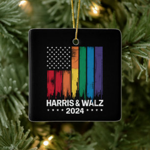 Harris Waltz 2024 Verkiezing Gay Tim Waltz LGBTQ Keramisch Ornament