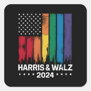 Harris Waltz 2024 Verkiezing Gay Tim Waltz LGBTQ Vierkante Sticker