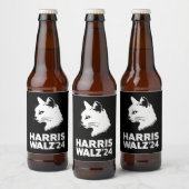 Harris Waltz 2024 Verkiezing Grappig Cat Kamala Ti Bier Etiket (Flessen)