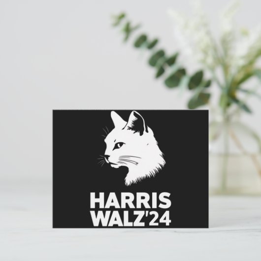 Harris Waltz 2024 Verkiezing Grappig Cat Kamala Ti Briefkaart (Staand voorkant)