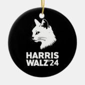 Harris Waltz 2024 Verkiezing Grappig Cat Kamala Ti Keramisch Ornament (Voorkant)