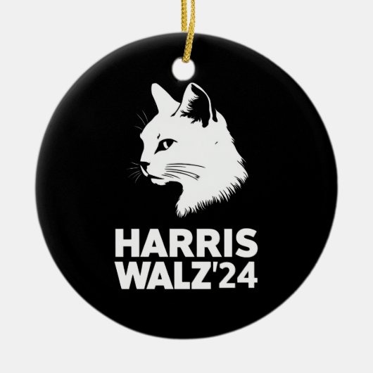Harris Waltz 2024 Verkiezing Grappig Cat Kamala Ti Keramisch Ornament (Voorkant)