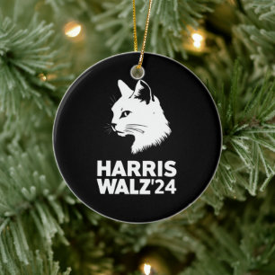 Harris Waltz 2024 Verkiezing Grappige Kat Kamala T Keramisch Ornament