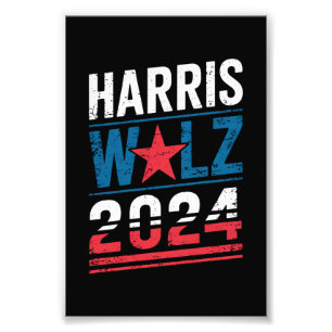 Harris Waltz 2024 Verkiezing Kamala Harris Tim Wal Foto Afdruk