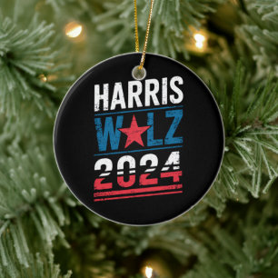 Harris Waltz 2024 Verkiezing Kamala Harris Tim Wal Keramisch Ornament