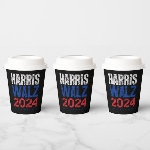 Harris Waltz 2024 Verkiezing Kamala Harris Tim Wal Papieren Bekers