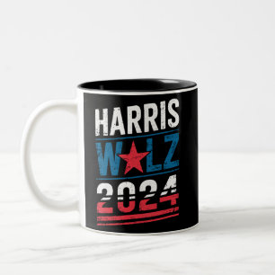 Harris Waltz 2024 Verkiezing Kamala Harris Tim Wal Tweekleurige Koffiemok