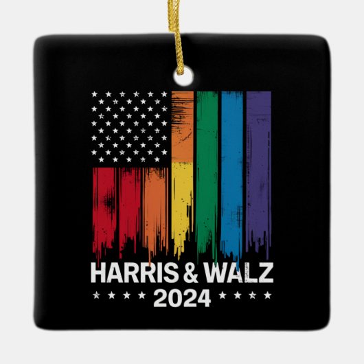 Harris Waltz 2024 Verkiezingen Gay Tim Waltz LGBTQ Keramisch Ornament (Voorkant)