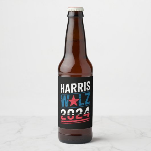 Harris Waltz 2024 Verkiezingen Kamala Harris Tim W Bier Etiket (Voorkant)