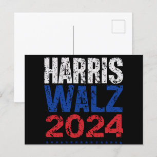 Harris Waltz 2024 Verkiezingen Kamala Harris Tim W Briefkaart