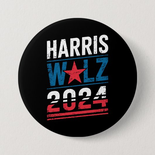 Harris Waltz 2024 Verkiezingen Kamala Harris Tim W Ronde Button 7,6 Cm (Voorkant)
