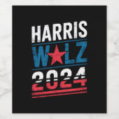 Harris Waltz 2024 Verkiezingen Kamala Harris Tim W Wijn Etiket (Enkel label)