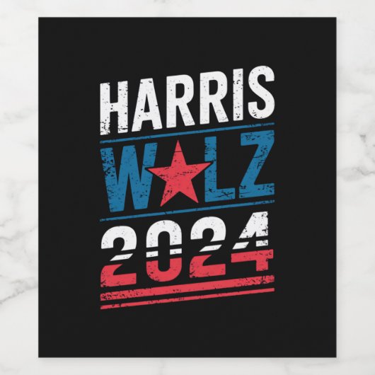 Harris Waltz 2024 Verkiezingen Kamala Harris Tim W Wijn Etiket (Enkel label)