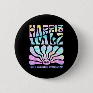Harris Waltz 2024 voor een helderdere Tomorrow Tie Ronde Button 5,7 Cm