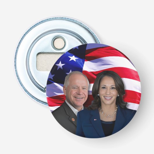 Harris Waltz Foto 2024 - Kamala Harris Tim Waltz Button Flesopener (Voorkant)