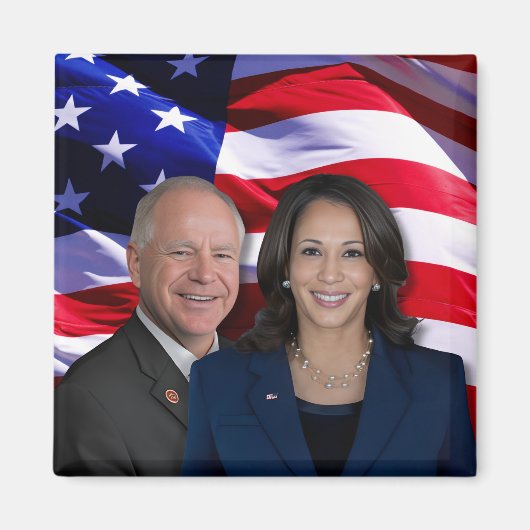 Harris Waltz Foto 2024 - Kamala Harris Tim Waltz Magneet (Voorkant)