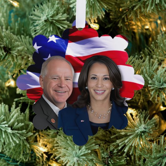 Harris Waltz Foto 2024 - Kamala Harris Tim Waltz Ornament Kaart (Insitu (Drie))