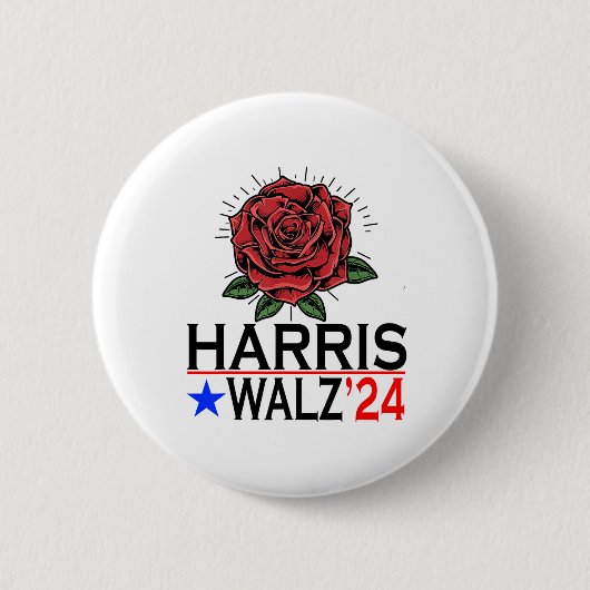 Harris Waltz Stem Kamala Bloem 2024 Ronde Button 5,7 Cm (Voorkant)