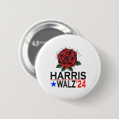 Harris Waltz Stem Kamala Bloem 2024 Ronde Button 5,7 Cm (Voorkant /achterkant)