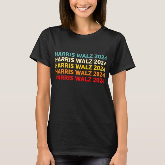 Harris Walz 2024 Amerikaanse vlag T-shirt (Voorkant)