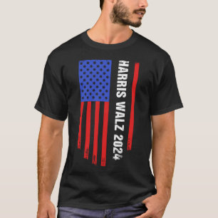 Harris Walz 2024 Amerikaanse vlag T-shirt